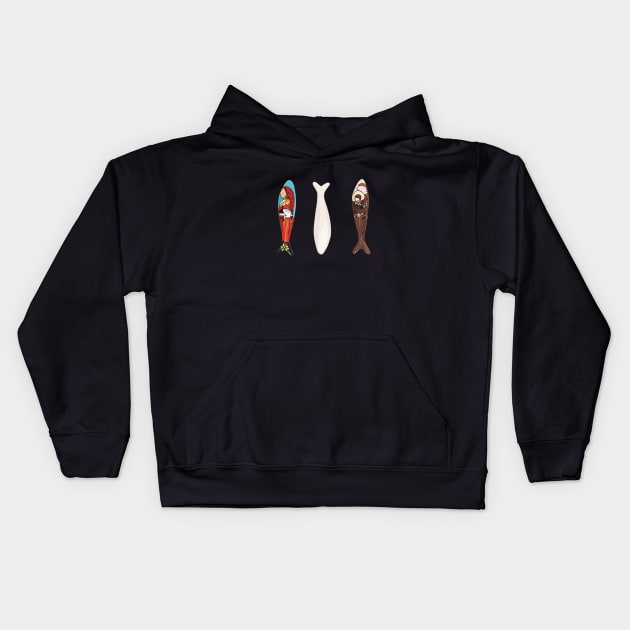 Portuguese sardine Kids Hoodie by Kikabreu